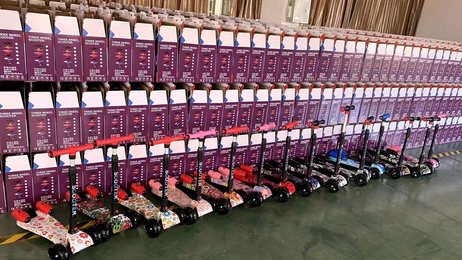 Finished scooters and export cartons from materials